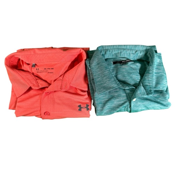 Under Armour Coral and Teal Men's Polo Shirts - Picture 1 of 14